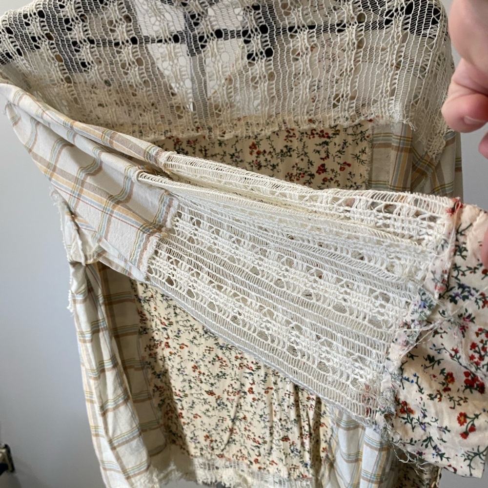 POL Boho Patchwork Button-Up Shirt – Size Medium - image 6